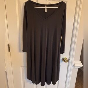 Zenana Outfitters Charcoal Long Sleeve Dress